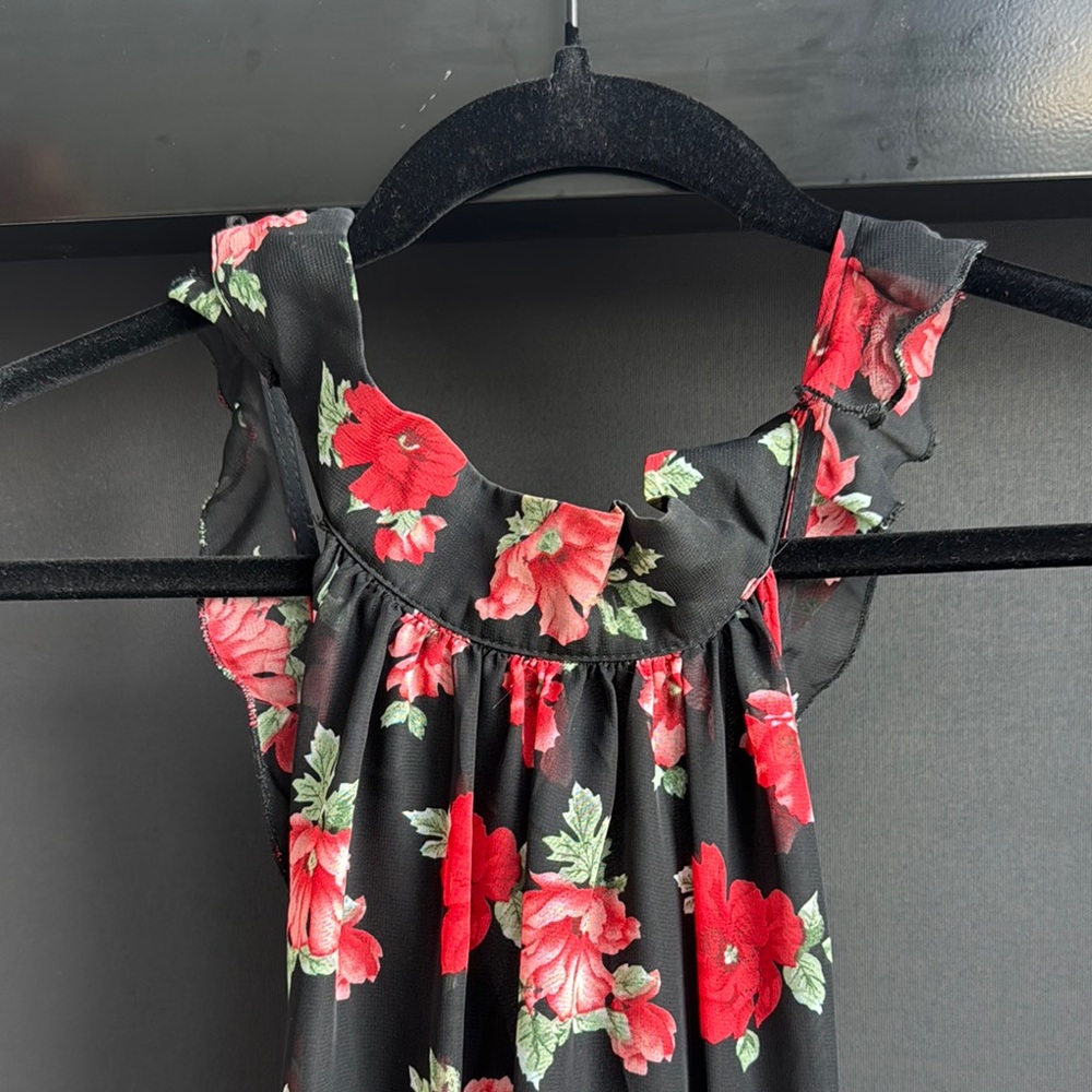 Lulu's Floral Print Chiffon Halter Maxi Dress, Backless - M - Picture 11 of 12